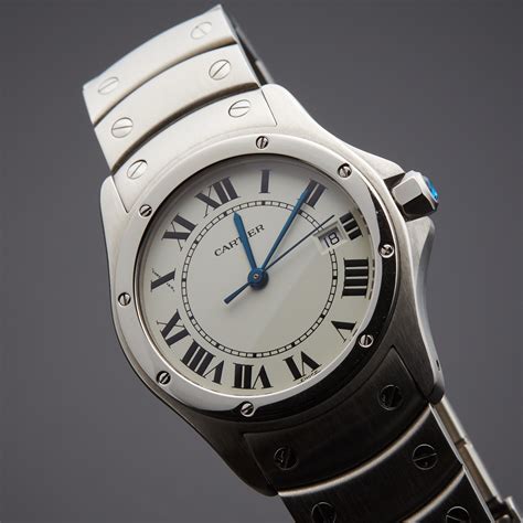 cartier santos steel|santos de cartier quartz round.